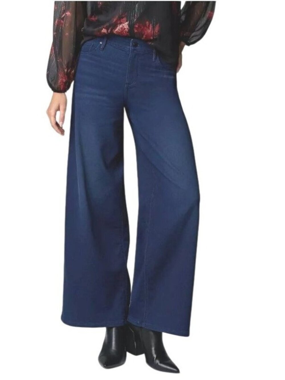 Simply Vera Wang Womens Wide Leg Jeans Dark Wash Mid Rise Relaxed Sz 10 New